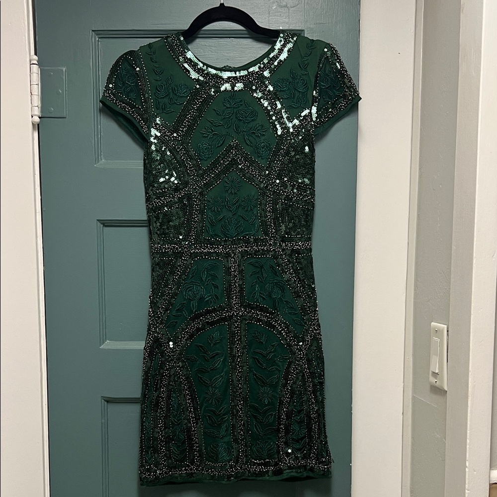 Lulu's Dark Green Sequin Mini Dress